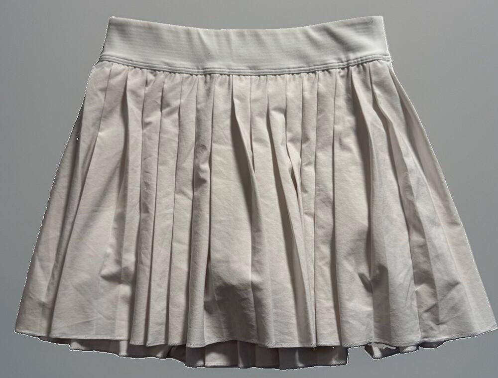 CRZ YOGA Womens M White Pleated Tennis Skort Built In Shorts Golf Athletic